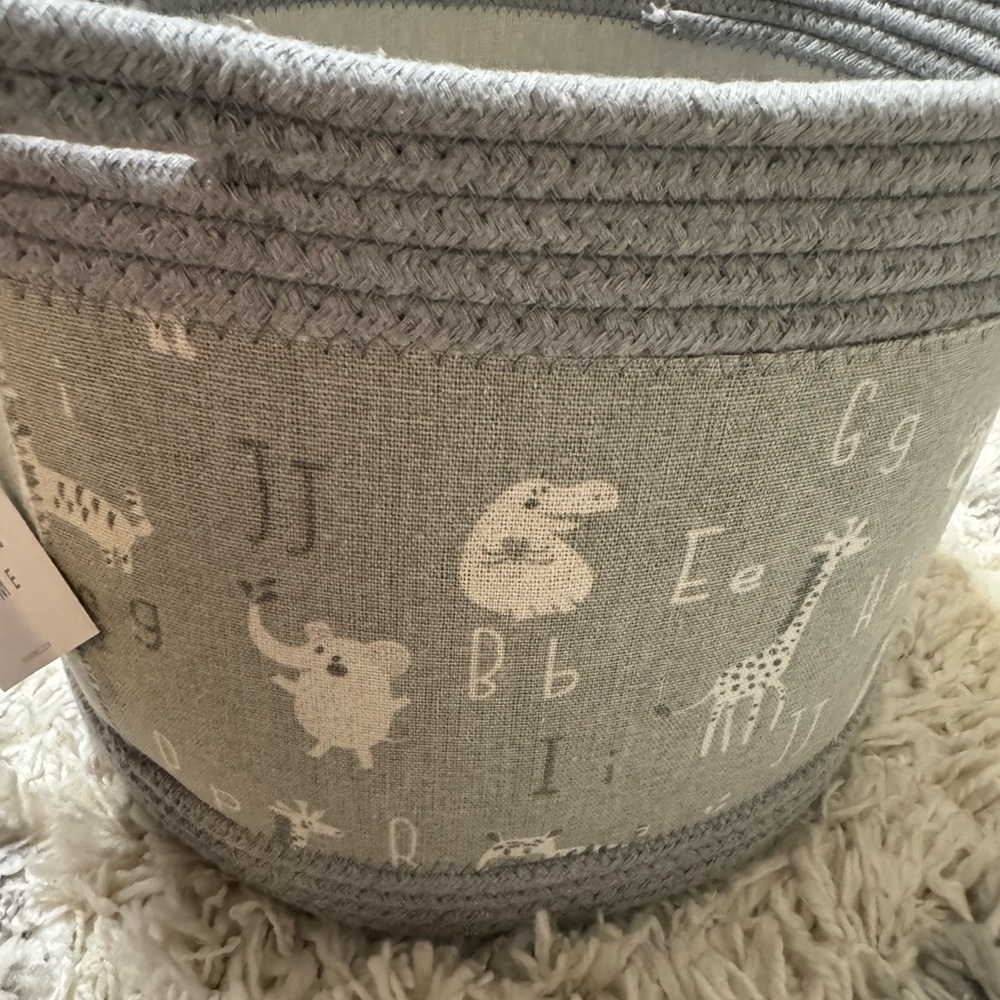 Gray Alphabet Animal Storage Basket